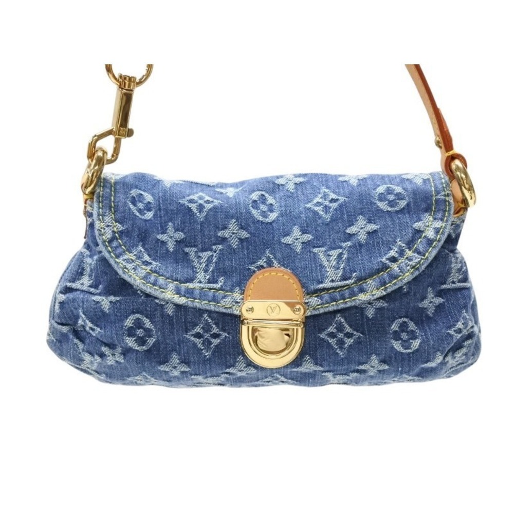 Louis Vuitton Pleaty Monogram leather blue denim handbag